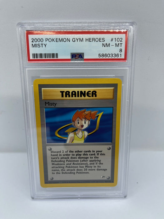 Misty 102/132 PSA 8 Graded Rare Pokemon Card (Pokemon Gym Heroes)