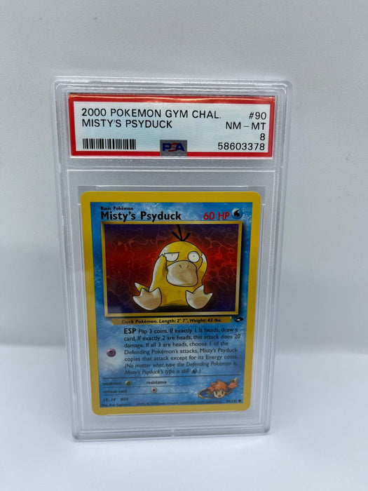 Misty's Psyduck 90/132 PSA 8 Graded Common Pokemon Card (2000 Pokemon Gym Chal)