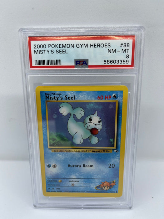 Mistys Seel 88/132 PSA 8 Graded Common Pokemon Card (Pokemon Gym Heroes)