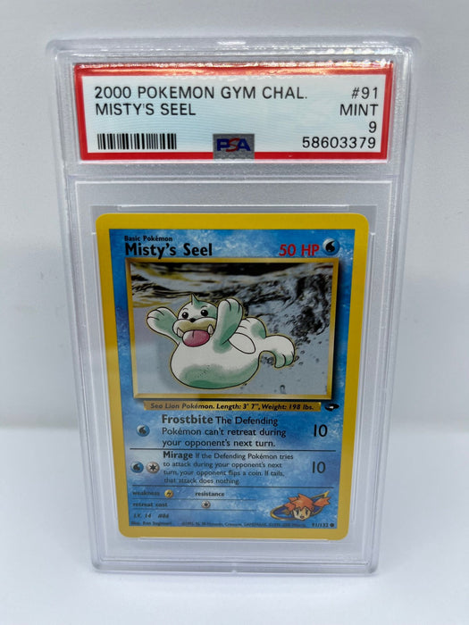 Misty's Seel 91/132 PSA 9 Graded Common Pokemon Card (2000 Pokemon Gym Chal)
