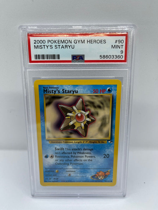 Mistys Staryu 90/132 PSA 9 Graded Common Pokemon Card (Pokemon Gym Heroes)