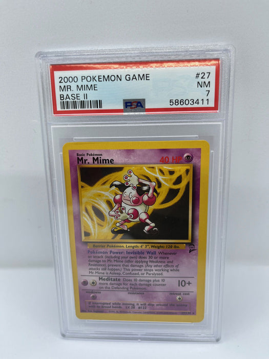 Mr. Mime 27/130 PSA 7 Graded Rare Pokemon Card (2000 Pokemon Game)