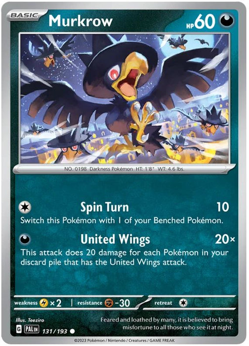 Murkrow 131/193 Common Pokemon Card (SV2 Paldea Evolved)