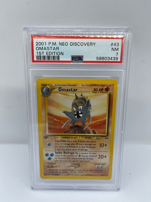 Omastar 43/75 PSA 7 Graded Uncommon Pokemon Card (2001 PM Neo Discovery)