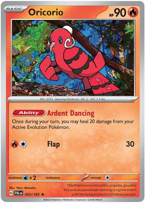 Oricorio 033/193 Rare Pokemon Card (SV2 Paldea Evolved)