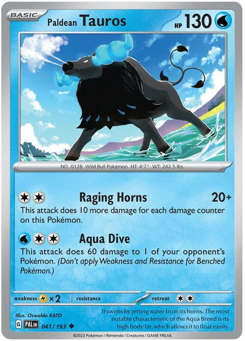 Paldean Tauros 041/193 Uncommon Pokemon Card (SV2 Paldea Evolved)