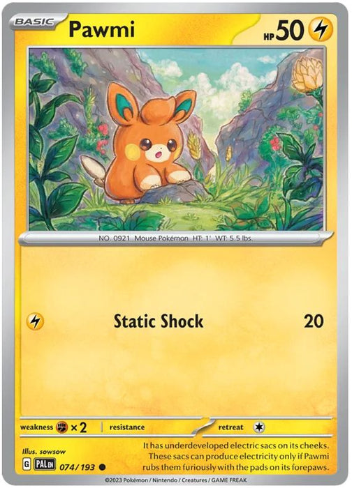 Pawmi 074/193 Common Pokemon Card (SV2 Paldea Evolved)