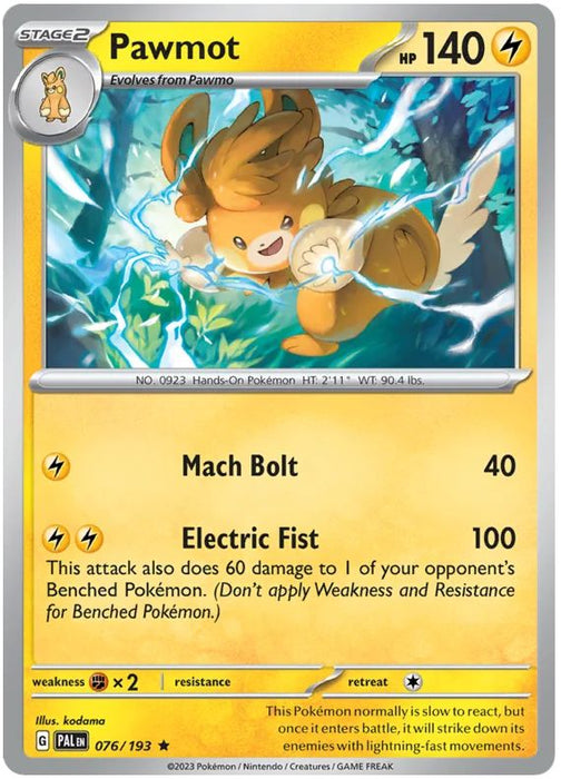 Pawmot 076/193 Rare Pokemon Card (SV2 Paldea Evolved)