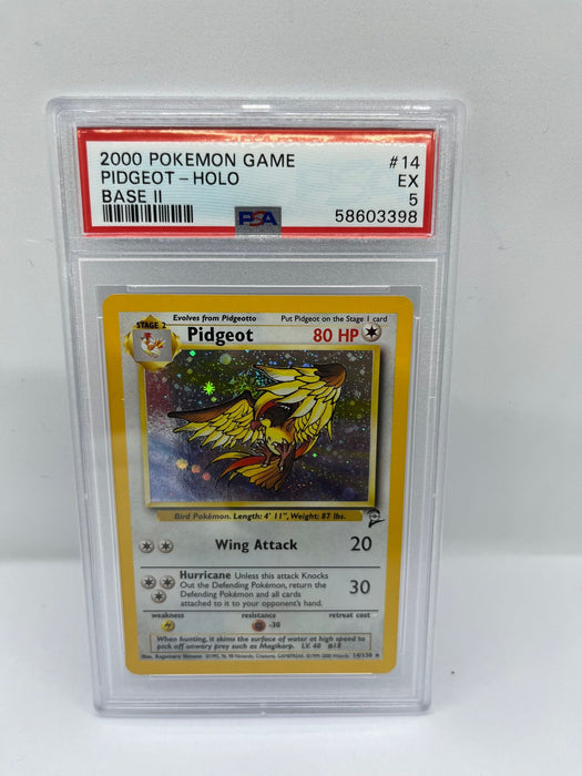 Pidgeot 14/130 PSA 5 Graded Rare Pokemon Card (2000 Pokemon Game)