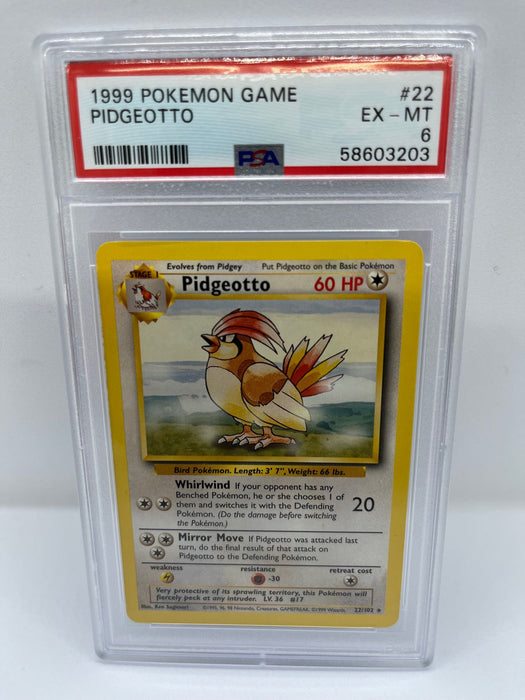 Pidgeotto 22/102 PSA 6 Graded Rare Pokemon Card (1999 Pokemon Game)