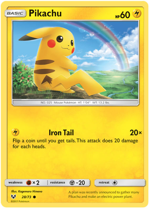 Pikachu 28/73 Common Reverse Holo Pokemon Card (Shining Legends)