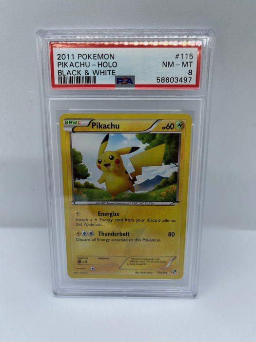 Pikachu 115/114 PSA 8 Graded Rare Pokemon Card (2011 Pokemon B & W)