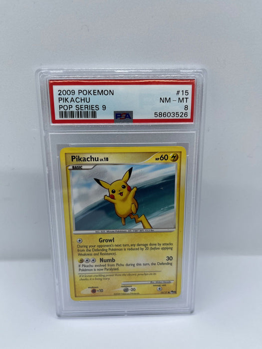 Pikachu 15/17 PSA 8 Graded Common Pokemon Card (2009 Pokemon - Pop Series 9)