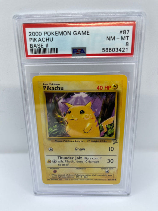 Pikachu 87/130 PSA 8 Graded Common Pokemon Card (2000 Pokemon Game)