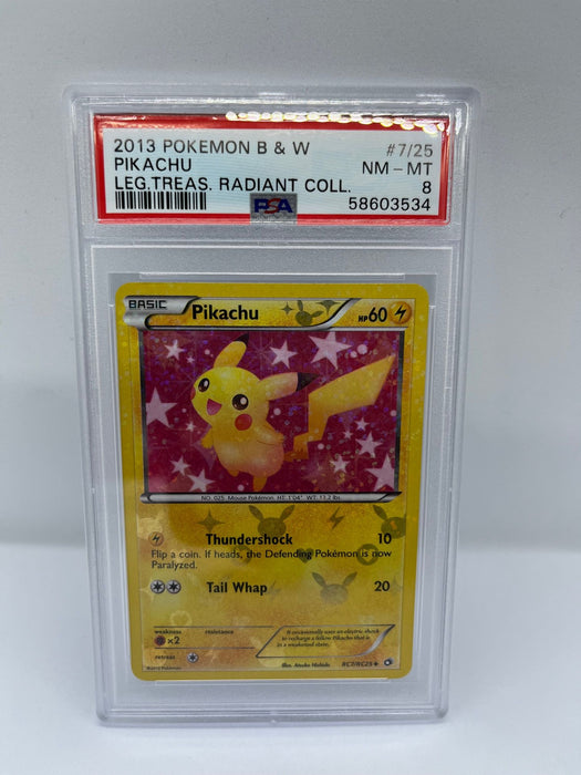 Pikachu RC7/RC25 PSA 8 Graded Uncommon Pokemon Card (Leg Treas Radiant Collection)