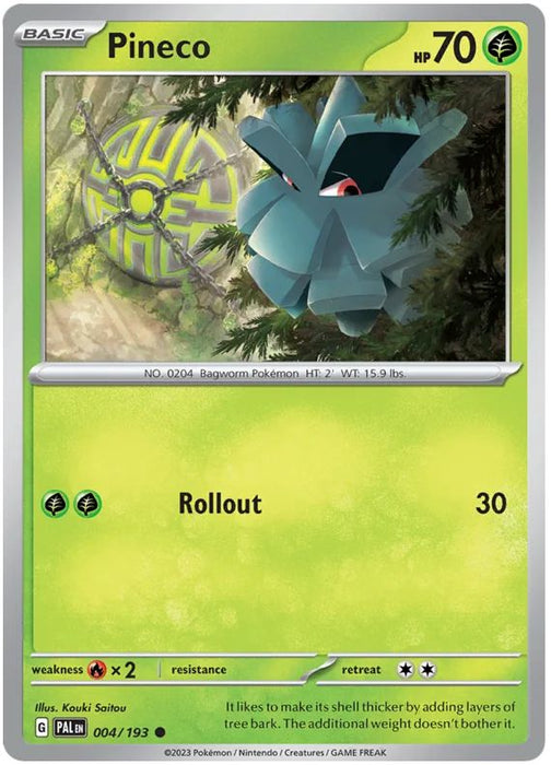 Pineco 004/193 Common Reverse Holo Pokemon Card (SV2 Paldea Evolved)