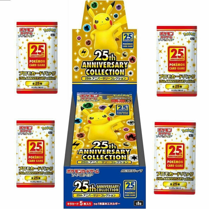 25th anniversary pokemon cards japanese booster box Pokemon 25th Anniversary Collection Booster Box + 4x Promo Packs (JAPA — Titan Cards Ltd