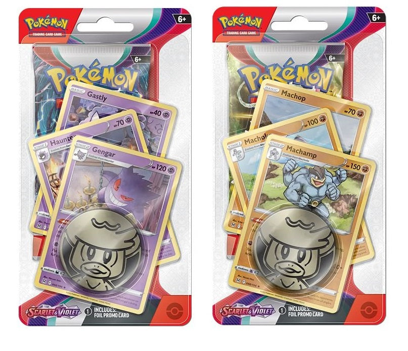 Pokemon Scarlet & Violet Premium Checklane Blister ft. Gengar & Machamp (Bundle of two)