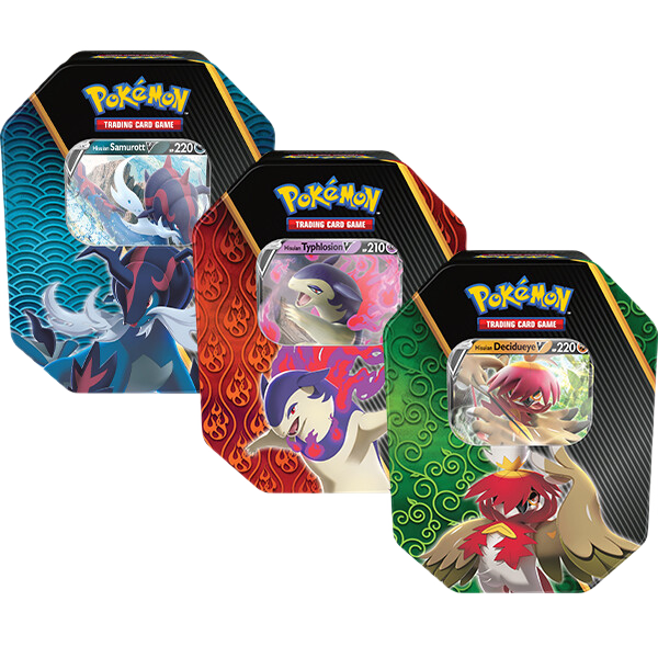 Pokemon TCG: Divergent Powers Tins - Hisuian Decidueye, Samurott & Typhlosion V (Bundle of 3)