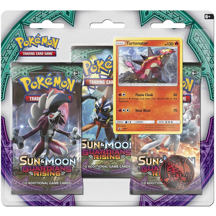 Pokemon Sun & Moon Guardians Rising 3 Pack Blister - Turtonator SM27 ...