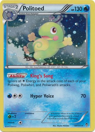 Politoed 18/111 Rare Holo Promo Card (XY Furious Fists)