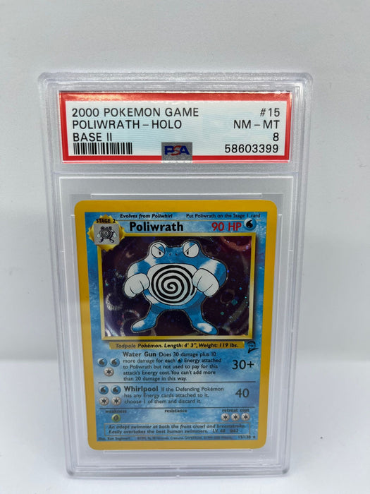 Poliwrath 15/130 PSA 8 Graded Pokemon Card (2000 Pokemon Game)