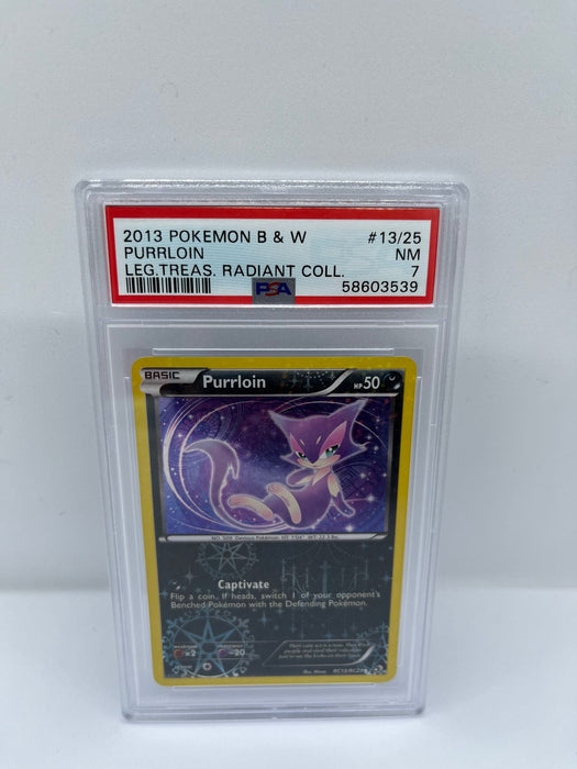 Purrloin RC13/RC25 PSA 7 Graded Uncommon Pokemon Card (Leg Treas Radiant Collection)