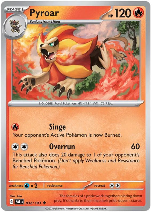 Pyroar 032/193 Uncommon Reverse Holo Pokemon Card (SV2 Paldea Evolved)