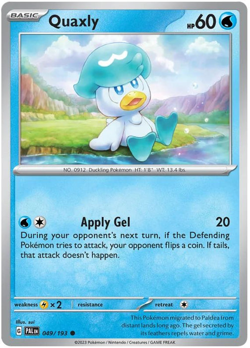 Quaxly 049/193 Common Pokemon Card (SV2 Paldea Evolved)