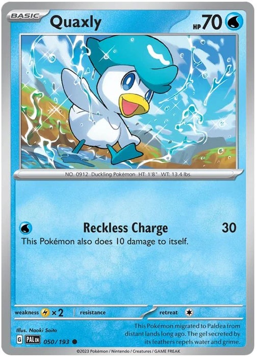 Quaxly 050/193 Common Reverse Holo Pokemon Card (SV2 Paldea Evolved)