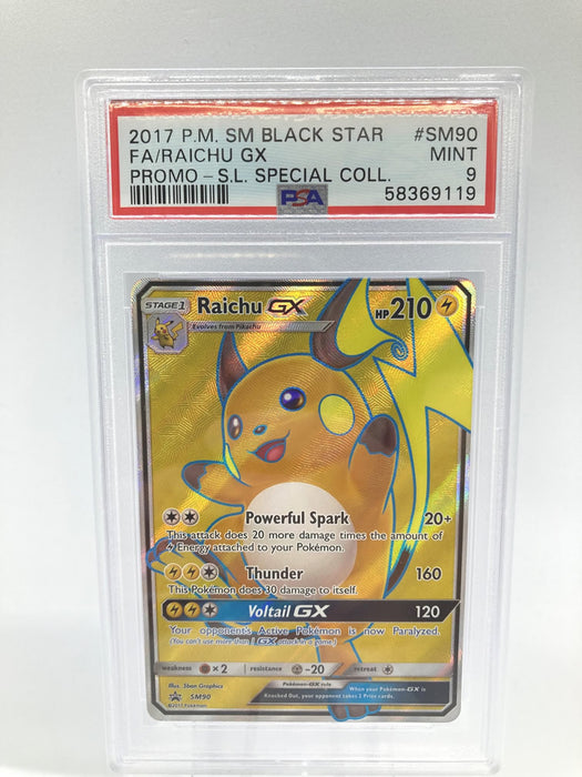 Raichu GX SM90 PSA 9 Mint Graded Pokemon Card