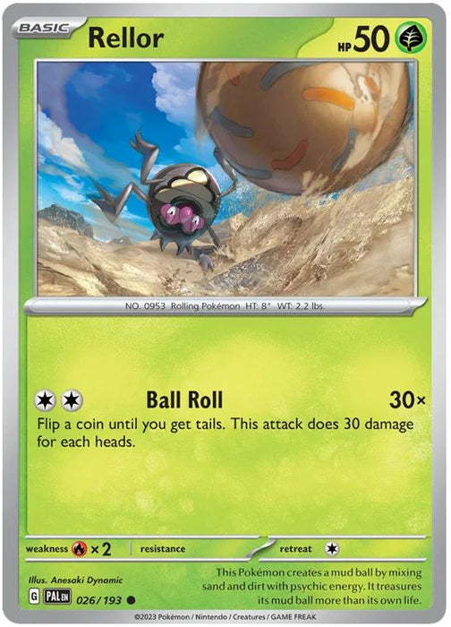 Rellor 026/193 Common Reverse Holo Pokemon Card (SV2 Paldea Evolved)