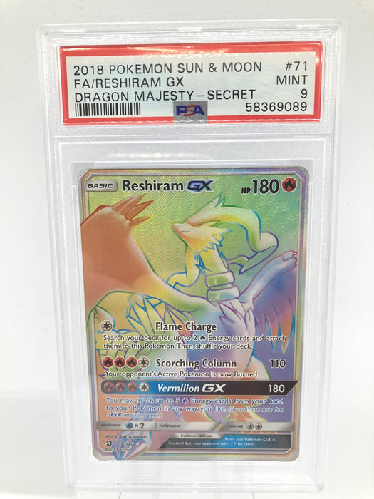 Reshiram GX 71/70 PSA 9 Mint Graded Pokemon Card