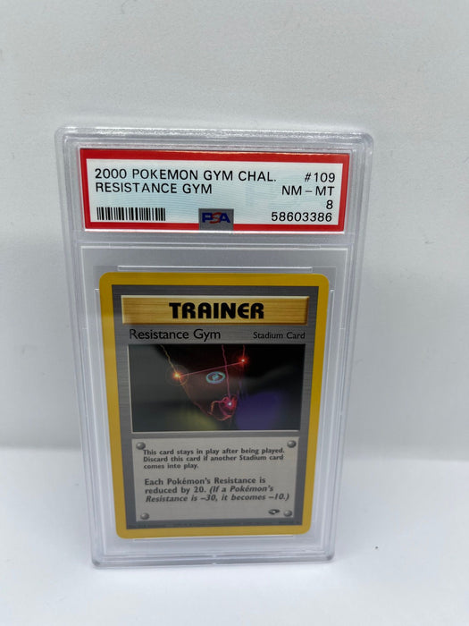 Resistance Gym 109/132 PSA 8 Graded Uncommon Pokemon Card (2000 Pokemon Gym Chal)