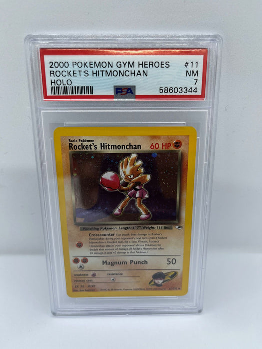 Rocket's Hitmonchan 11/132 PSA 7 Graded Rare Pokemon Card (2000 Pokemon Gym Heroes)