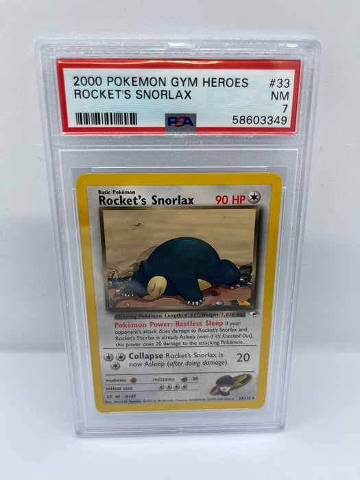 Rocket's Snorlax 33/132 PSA 7 Graded Rare Pokemon Card (2000 Pokemon Gym Heroes)