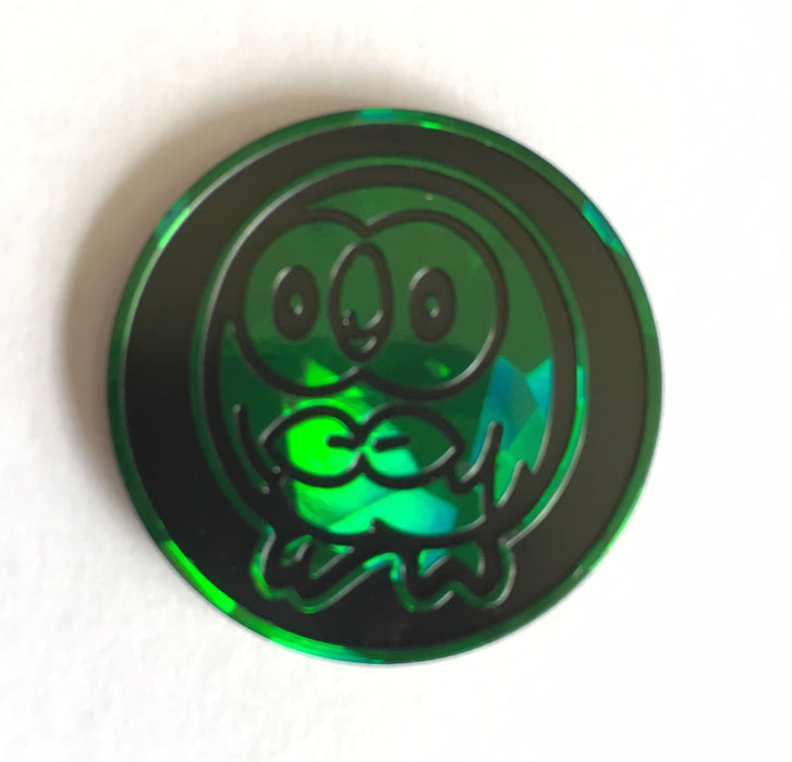 Rowlet Green Cracked Ice Holo Coin (Official Pokemon TCG Flip Coin)