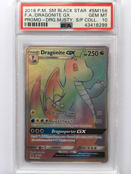 Dragonite GX SM156 Full Art PSA 10 Gem Mint Card (Dragon Majesty Super Premium Collection)