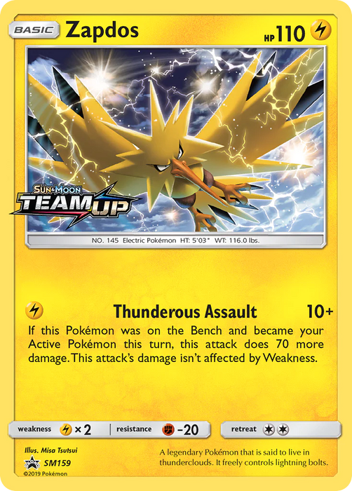 Zapdos SM159 Pokemon Promo Card (Sun & Moon Promo Series)