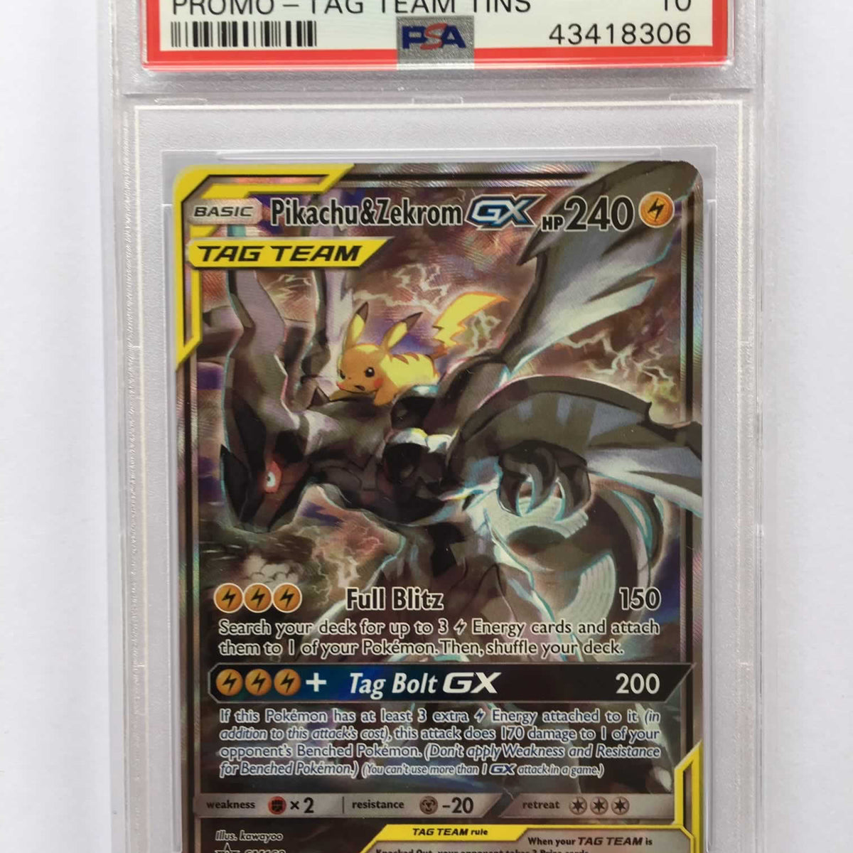 Pikachu & Zekrom GX SM168 Tag Team PSA 10 Gem Mint Card (Tag Team