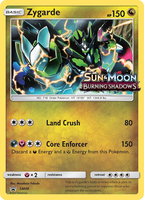 Zygarde SM48 Rare Holo Pokemon Card (Burning Shadows PreRelease Exclusive)