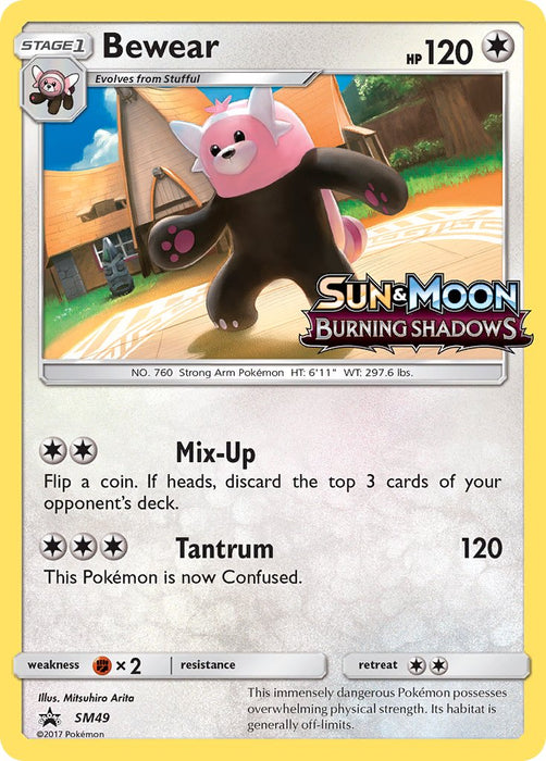 Bewear SM49 Rare Holo Pokemon Card (Burning Shadows PreRelease Exclusive)