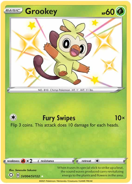 Grookey SV004/SV122 Shiny Rare Pokemon Card (Shining Fates)