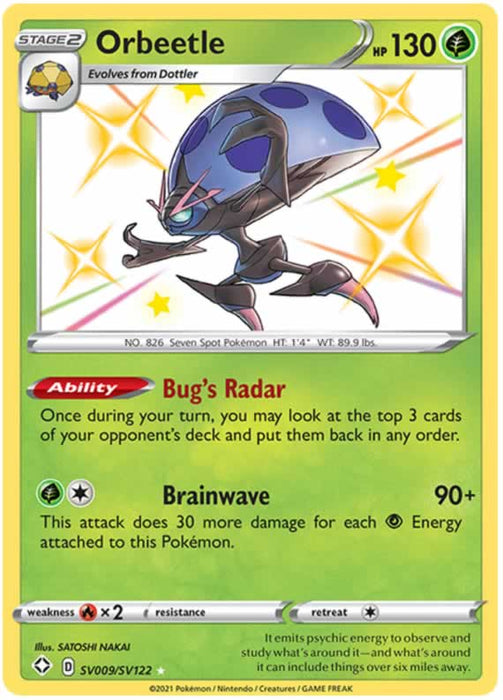 Orbeetle SV009/SV122 Shiny Rare Pokemon Card (Shining Fates)