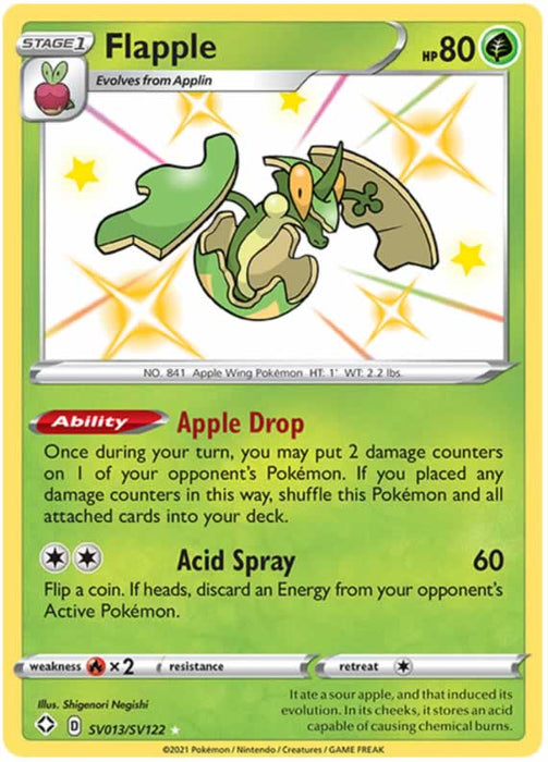 Flapple SV013/SV122 Shiny Rare Pokemon Card (Shining Fates)