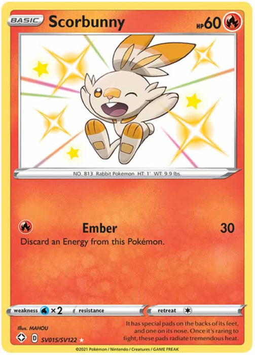 Scorbunny SV015/SV122 Shiny Rare Pokemon Card (Shining Fates)