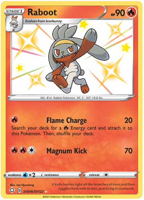 Raboot SV016/SV122 Shiny Rare Pokemon Card (Shining Fates)