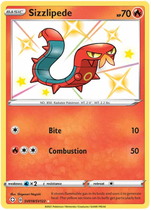 Sizzlipede SV018/SV122 Shiny Rare Pokemon Card (Shining Fates)