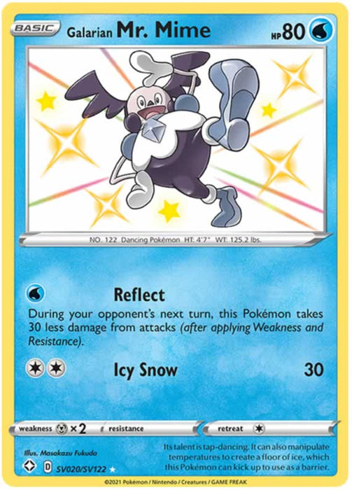 Galarian Mr. Mime SV020/SV122 Shiny Rare Pokemon Card (Shining Fates)