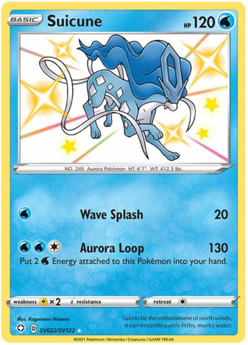 Suicune SV022/SV122 Shiny Rare Pokemon Card (Shining Fates)